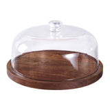 Cake Stand with Lid Wood 12in Round Cake Holder 2-in-1 Dessert Table Display Set and Charcuterie Board with Large Acrylic Cake Dome Cover for Cheese Chips Dips Nachos Fruit Platter In Australia - Darrahopens