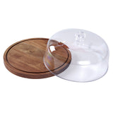 Cake Stand with Lid Wood 12in Round Cake Holder 2-in-1 Dessert Table Display Set and Charcuterie Board with Large Acrylic Cake Dome Cover for Cheese Chips Dips Nachos Fruit Platter In Australia - Darrahopens