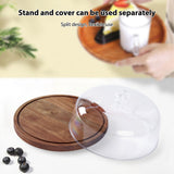 Cake Stand with Lid Wood 12in Round Cake Holder 2-in-1 Dessert Table Display Set and Charcuterie Board with Large Acrylic Cake Dome Cover for Cheese Chips Dips Nachos Fruit Platter