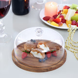 Cake Stand with Lid Wood 12in Round Cake Holder 2-in-1 Dessert Table Display Set and Charcuterie Board with Large Acrylic Cake Dome Cover for Cheese Chips Dips Nachos Fruit Platter