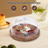 Cake Stand with Lid Wood 12in Round Cake Holder 2-in-1 Dessert Table Display Set and Charcuterie Board with Large Acrylic Cake Dome Cover for Cheese Chips Dips Nachos Fruit Platter