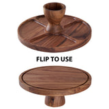 Cake Stand with Lid Multi-Functional Double Side Design 12in Round Cake Holder Wood 2-in-1 Dessert Table Display Set Charcuterie Board with Large Acrylic Cake Dome Cover for Cheese Fruit Platter