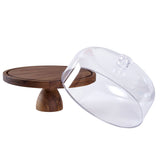 Cake Stand with Lid Multi-Functional Double Side Design 12in Round Cake Holder Wood 2-in-1 Dessert Table Display Set Charcuterie Board with Large Acrylic Cake Dome Cover for Cheese Fruit Platter