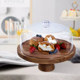 Cake Stand with Lid Multi-Functional Double Side Design 12in Round Cake Holder Wood 2-in-1 Dessert Table Display Set Charcuterie Board with Large Acrylic Cake Dome Cover for Cheese Fruit Platter