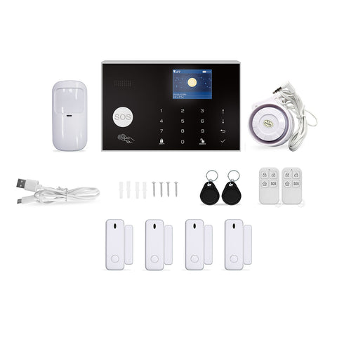 2G/WiFi TY Wireless Home Alarm System 2.4-inch TFT Color Touch Screen Alarm Panel Remote Control SOS Anti-theft Alarm Easy Setup and Control Remote Control DIY GSM Wireless Alarm System for Home Security