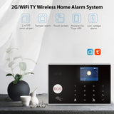 2G/WiFi TY Wireless Home Alarm System 2.4-inch TFT Color Touch Screen Alarm Panel Remote Control SOS Anti-theft Alarm Easy Setup and Control Remote Control DIY GSM Wireless Alarm System for Home Security