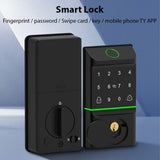 Smart Lock Keyless Entry Door Lock TY APP Fingerprint Password Card Mechanical Key 5 Unlocking Methods Aluminum Alloy Door Lock for 35-50mm Thickness Office Home Bedroom Door