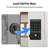 Smart Lock Keyless Entry Door Lock TY APP Fingerprint Password Card Mechanical Key 5 Unlocking Methods Aluminum Alloy Door Lock for 35-50mm Thickness Office Home Bedroom Door