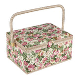 Fabric Floral Printed Sewing Basket Craft Box Household Sundry Storage Organizer with Handle In Australia - Darrahopens