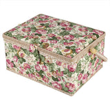 Fabric Floral Printed Sewing Basket Craft Box Household Sundry Storage Organizer with Handle In Australia - Darrahopens