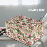 Fabric Floral Printed Sewing Basket Craft Box Household Sundry Storage Organizer with Handle In Australia - Darrahopens