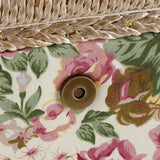 Fabric Floral Printed Sewing Basket Craft Box Household Sundry Storage Organizer with Handle