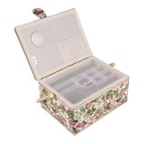 Fabric Floral Printed Sewing Basket Craft Box Household Sundry Storage Organizer with Handle