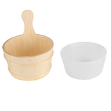 Bathroom Natural Wooden Bucket Ladle Set for Sauna SPA Bath Accessories