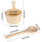 Bathroom Natural Wooden Bucket Ladle Set for Sauna SPA Bath Accessories