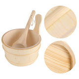Bathroom Natural Wooden Bucket Ladle Set for Sauna SPA Bath Accessories