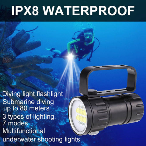 3.7V 28800Lm LED Photography Diving 80m Flashlight Torch with Bracket Stand In Australia - Darrahopens