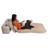 Inflatable Bed Mattress Indoor Outdoor Camping Travel Car Back Seat Air Beds Cushion(Beige)