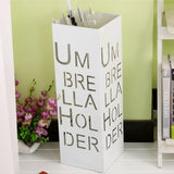 White Iron Hollowed Umbrella Storage Basket Stand Holder Rack