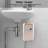 3800W Mini Electric Tankless Instant Hot Water Heater Bathroom Kitchen Washing Golden
