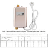 3800W Mini Electric Tankless Instant Hot Water Heater Bathroom Kitchen Washing Golden