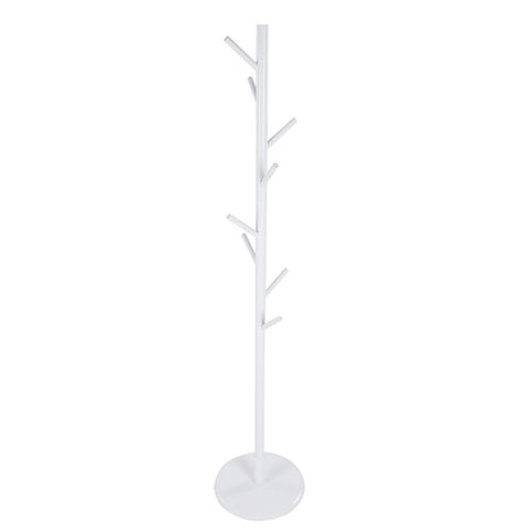 Assembled Wooden Coat Hat Stand Tree Jacket Cloth Vertical Hanger Rack 8 Hooks (White) In Australia - Darrahopens