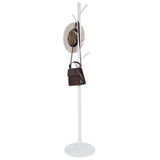 Assembled Wooden Coat Hat Stand Tree Jacket Cloth Vertical Hanger Rack 8 Hooks (White)