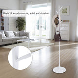Assembled Wooden Coat Hat Stand Tree Jacket Cloth Vertical Hanger Rack 8 Hooks (White)