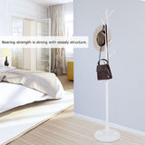 Assembled Wooden Coat Hat Stand Tree Jacket Cloth Vertical Hanger Rack 8 Hooks (White)