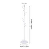 Assembled Wooden Coat Hat Stand Tree Jacket Cloth Vertical Hanger Rack 8 Hooks (White)