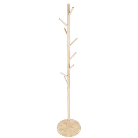 Assembled Wooden Coat Hat Stand Tree Jacket Cloth Vertical Hanger Rack 8 Hooks (Wooden Color) In Australia - Darrahopens