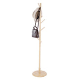 Assembled Wooden Coat Hat Stand Tree Jacket Cloth Vertical Hanger Rack 8 Hooks (Wooden Color)