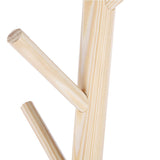 Assembled Wooden Coat Hat Stand Tree Jacket Cloth Vertical Hanger Rack 8 Hooks (Wooden Color)