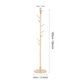 Assembled Wooden Coat Hat Stand Tree Jacket Cloth Vertical Hanger Rack 8 Hooks (Wooden Color)