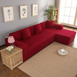 Polyester 3+2 Seat Corner Sofa Cover L Shape Slipcover Home Furniture Protector (Wine Red) In Australia - Darrahopens