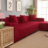 Polyester 3+2 Seat Corner Sofa Cover L Shape Slipcover Home Furniture Protector (Wine Red) In Australia - Darrahopens