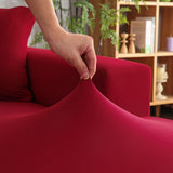Polyester 3+2 Seat Corner Sofa Cover L Shape Slipcover Home Furniture Protector (Wine Red)