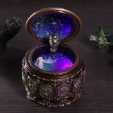 Vintage Music Box with 12 Constellations Rotating Goddess Twinkling LED Light(Cancer)