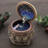 Vintage Music Box with 12 Constellations Rotating Goddess Twinkling LED Light(Cancer)