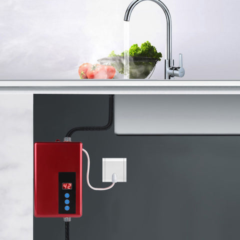 220V 5.5KW Mini Instant Electric Water Heater Tankless Shower Hot Water System Kitchen Red
