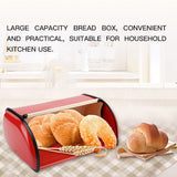 Large Capacity Metal Bread Box Holder Container Kitchen Storage Organizer (Red)