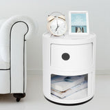2 Layers Modern Bedside Table Bedroom Side End Stand Multi Functional Round Storage Unit