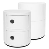 2 Layers Modern Bedside Table Bedroom Side End Stand Multi Functional Round Storage Unit