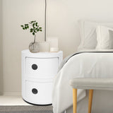 2 Layers Modern Bedside Table Bedroom Side End Stand Multi Functional Round Storage Unit