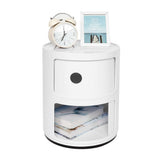 2 Layers Modern Bedside Table Bedroom Side End Stand Multi Functional Round Storage Unit