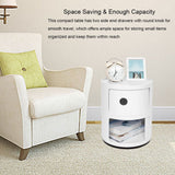 2 Layers Modern Bedside Table Bedroom Side End Stand Multi Functional Round Storage Unit