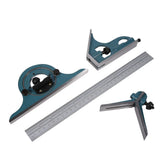1x Stainless Steel Universal Bevel 180 Degree Angle Combination Square Protractor Ruler Set