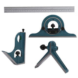 1x Stainless Steel Universal Bevel 180 Degree Angle Combination Square Protractor Ruler Set