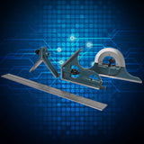1x Stainless Steel Universal Bevel 180 Degree Angle Combination Square Protractor Ruler Set