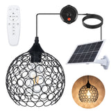Retro Solar Powered Pendant Lamp, Dusk to Dawn Solar Chandelier, Dimmable ST64 Glass Bulb, Indoor Outdoor Hanging Lights, with Remote Control, Timer Function, Hollow Metal Lampshade In Australia - Darrahopens